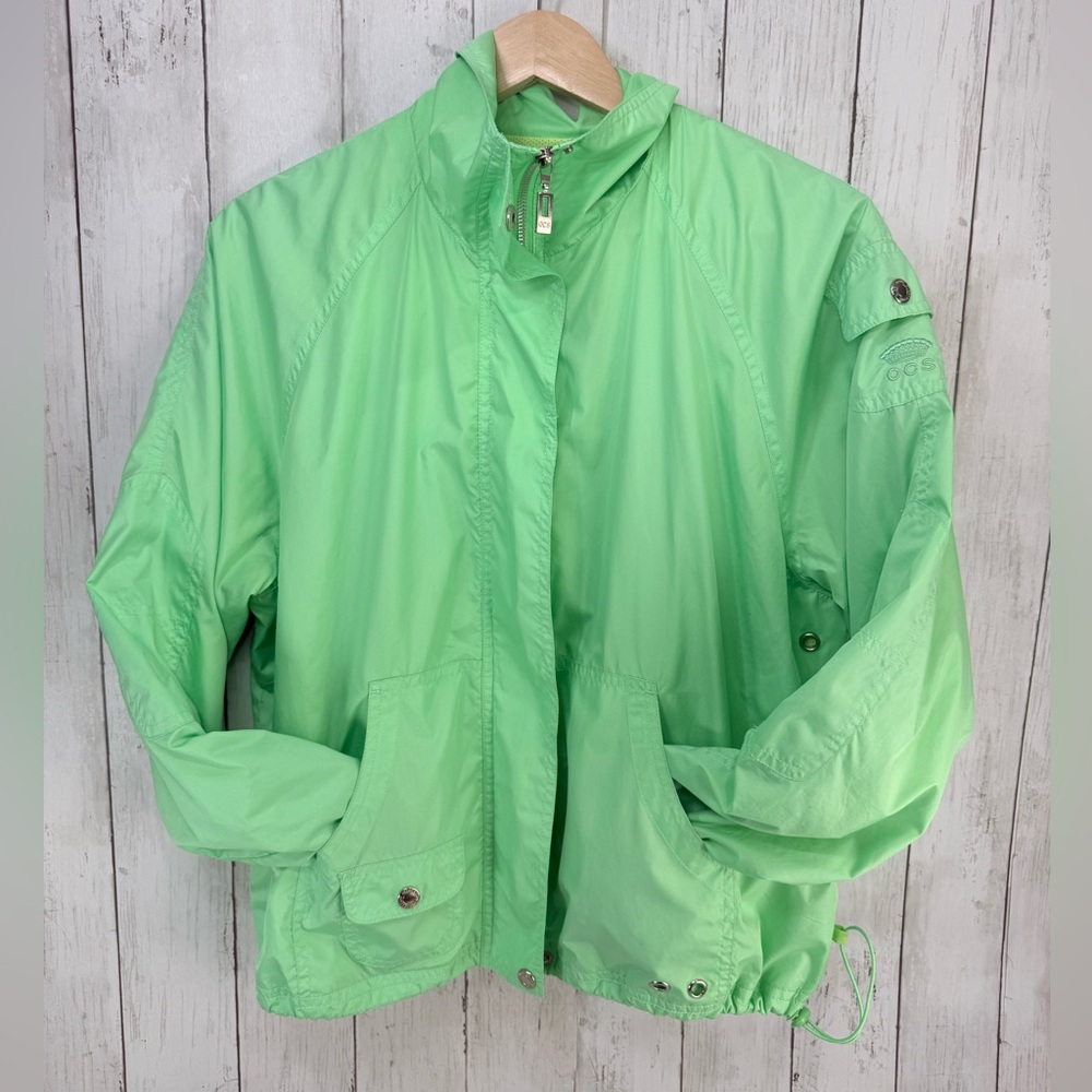 Oleg Cassini Vintage 80's Sport Windbreaker Jacket Large Womens Lime Green Anora
